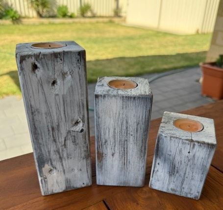 Tea light candle holders rustic white